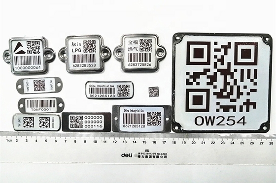 Anti UV LPG Cylinder Barcode Metal Tag ความต้านทานความเสียหาย